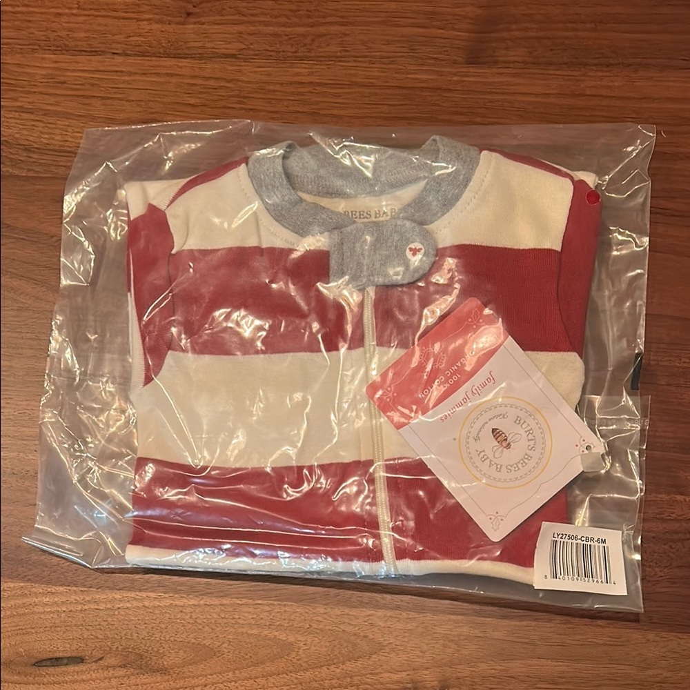 Burt's Bees Red and White Footies One Piece